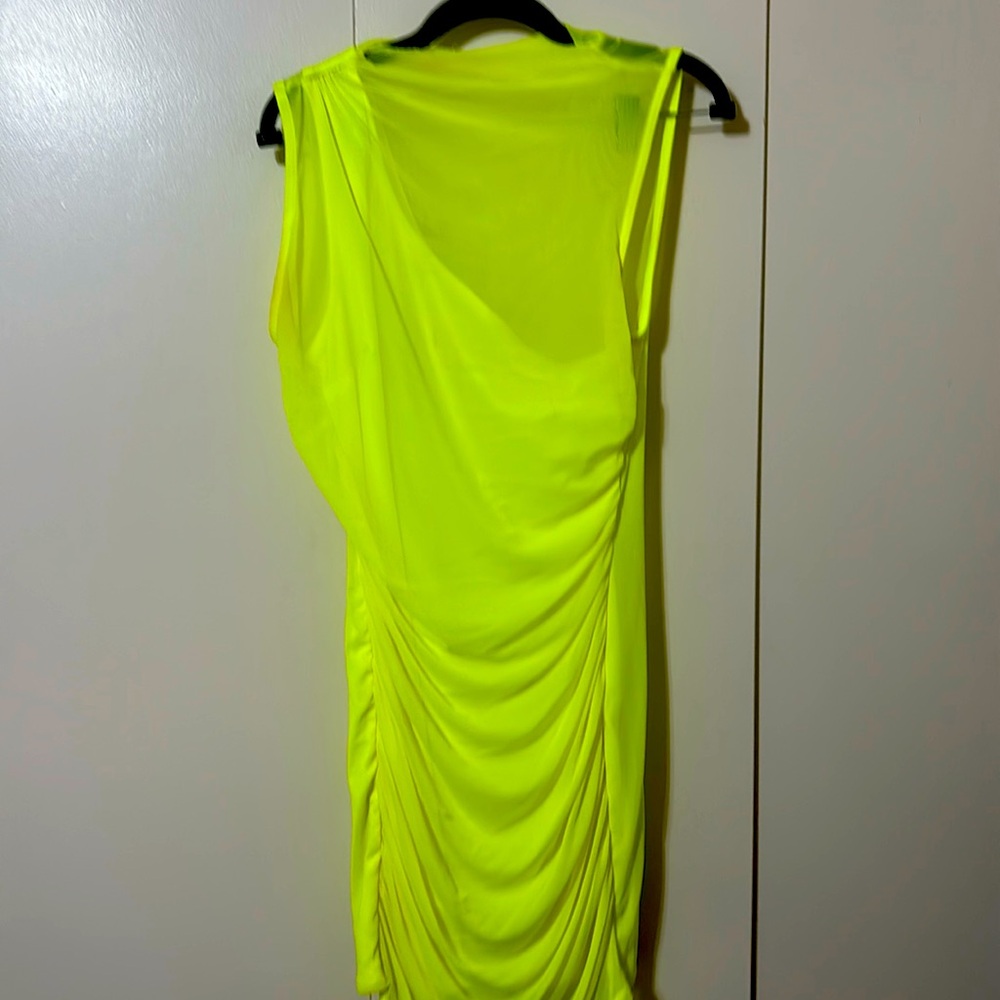Neon stretchy dress with a shear overlay